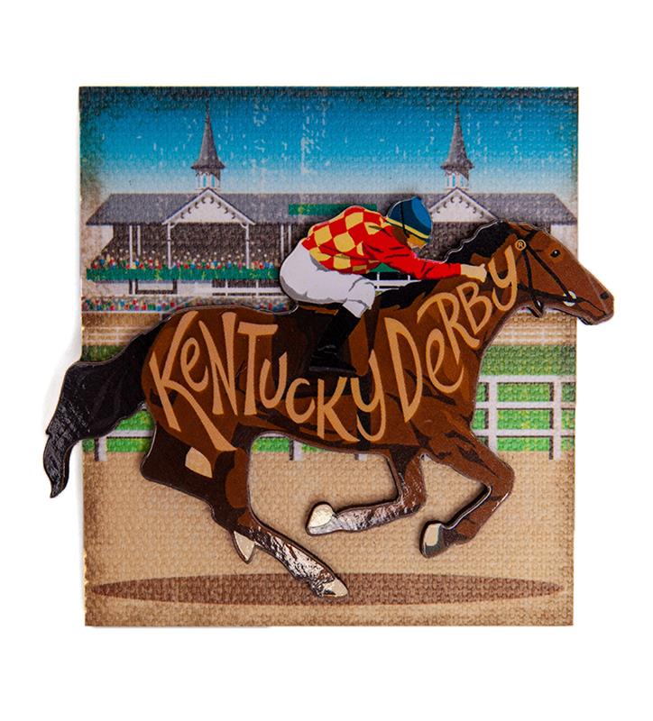 Kentucky Derby Horse & Jockey 2 Level Magnet,CMS48-25787