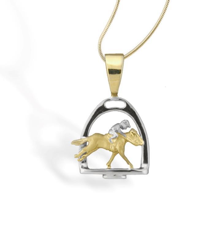 Jockey & Horse Pendant by Darren K Moore-Drop Ship,00-454 14K