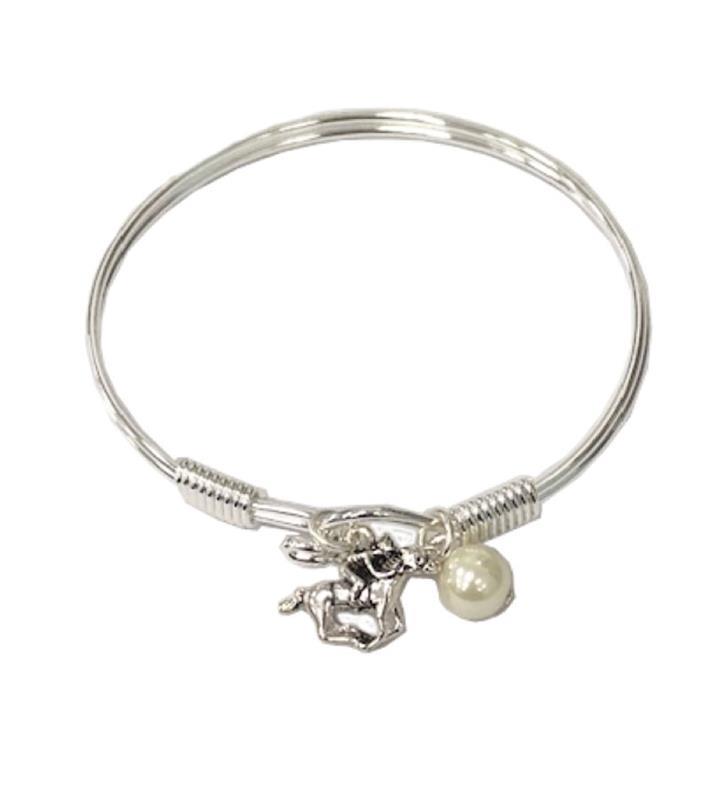 Kentucky Derby Racer Bracelet Charm with Pearl,B-WHRS