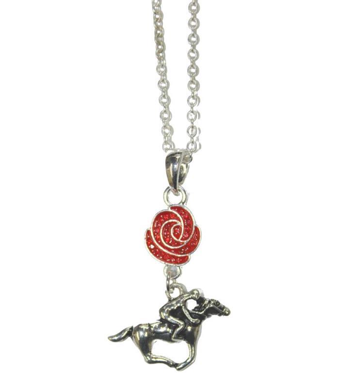 Kentucky Derby Racer Rose Necklace with Rhinestone,Local Louisville Area Products,NK-RRRH
