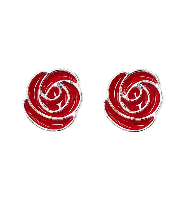 Mini Red Epoxy Filled Icon Rose Post Earring,Local Louisville Area Products,EP-EQ200RF
