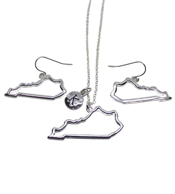 Kentucky Open Map Necklace & Earrings Set,10RKYMAPSET