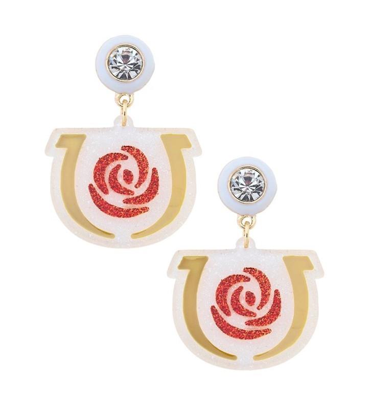 Kentucky Derby Resin Horseshoe Earrings,26310E-WH
