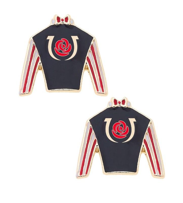 Kentucky Derby Jockey Silk Enamel Stud Earrings,26320E-BK