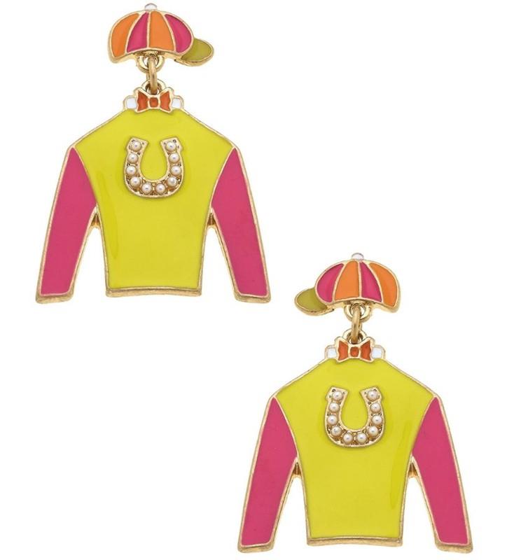 Harley Jockey Silk Enamel Drop Earrings,25745E-YL