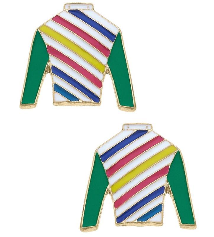 Mabel Jockey Silk Enamel Stud Earrings,25741E-MU